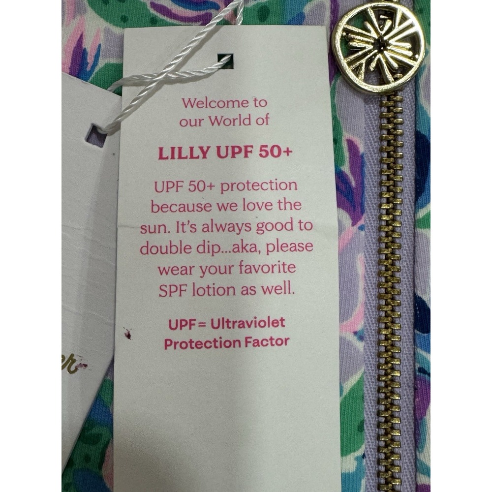 Lilly Pulitzer UPF 50+ Quarter-Zip Pullover – NWT Blue Floral Bloom (Size L) - Picture 7 of 10